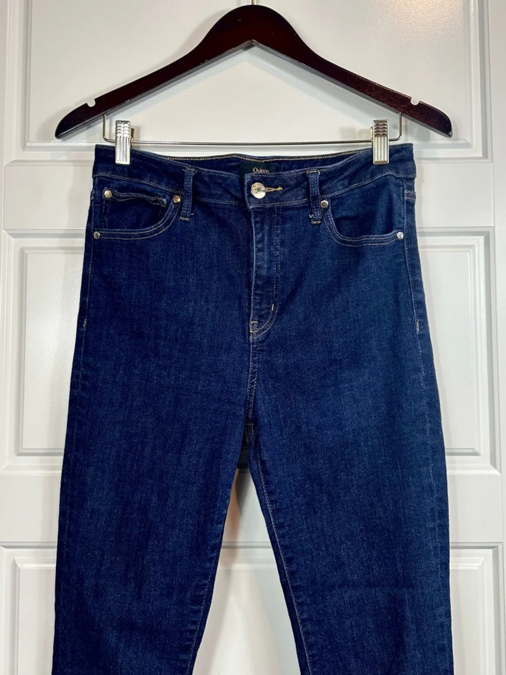 Quince Bella Stretch High Rise Dark Wash Organic Cotton Skinny Jeans Size 30